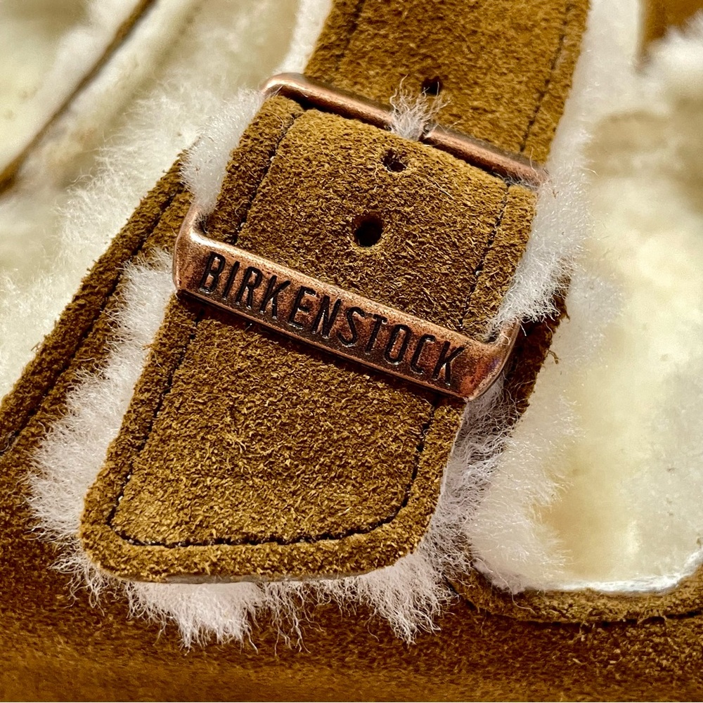 Birkenstock Arizona Shearling Tan Suede 10 Women's US NWOT - Picture 12 of 14